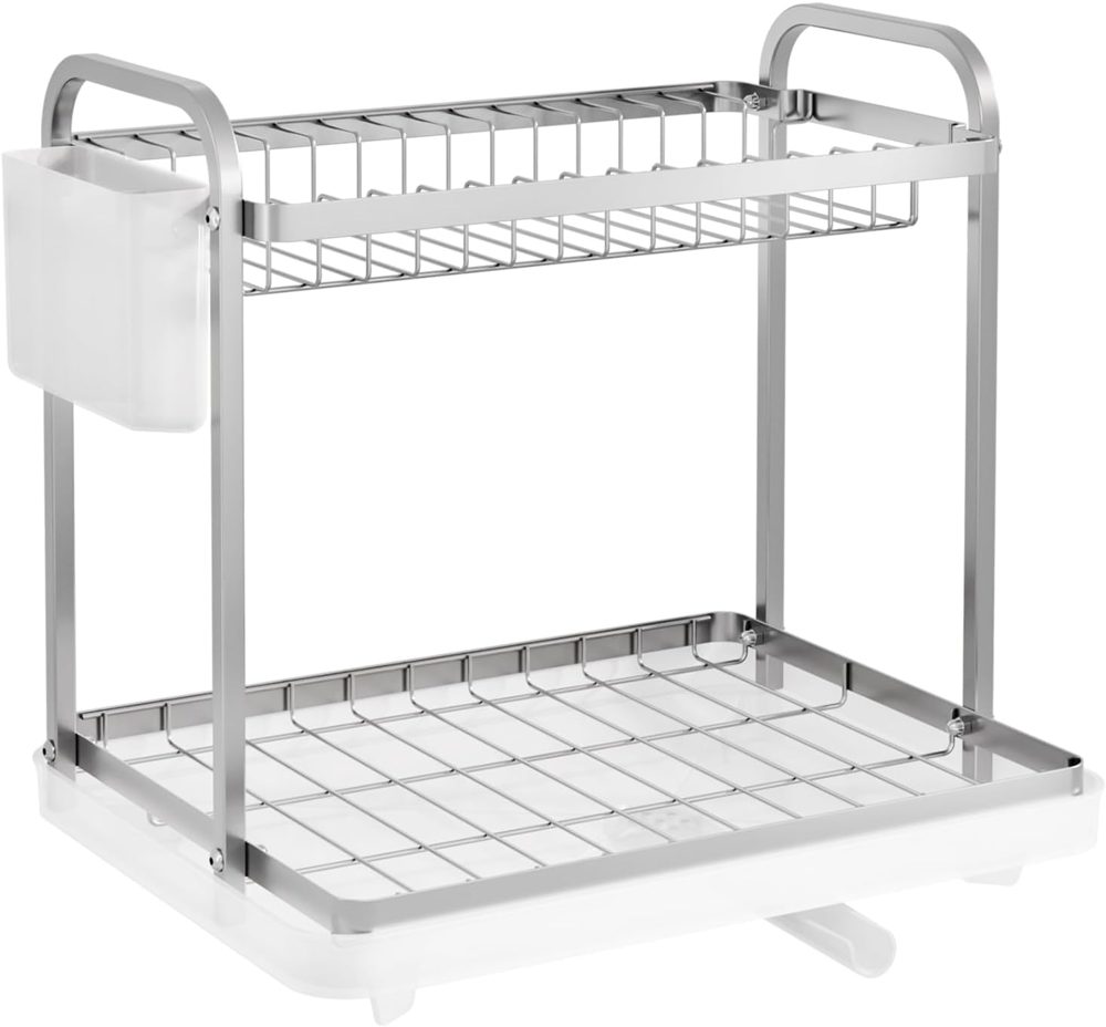 Sakugi 2-Tier Dish Drying Rack, 15" x 11.4" x 15", Silver — view 4