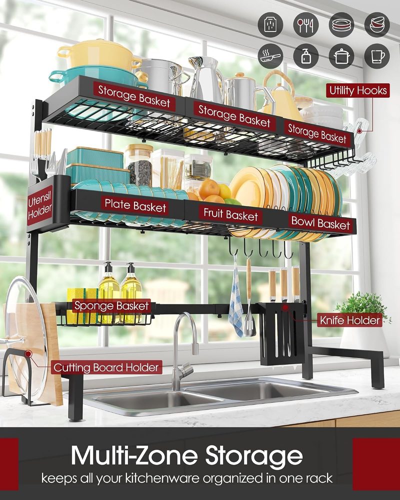 Sakugi 3-Tier Expandable Over-the-Sink Dish Drying Rack — view 3