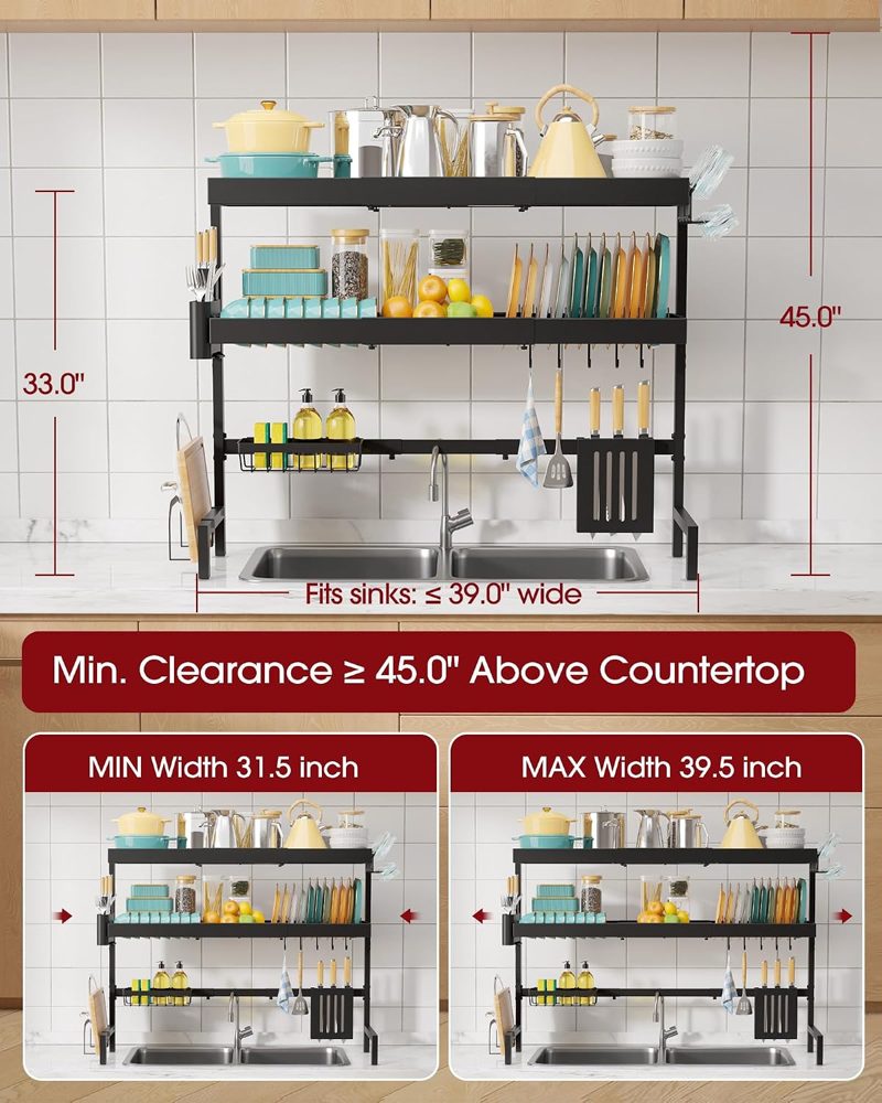 Sakugi 3-Tier Expandable Over-the-Sink Dish Drying Rack — view 4