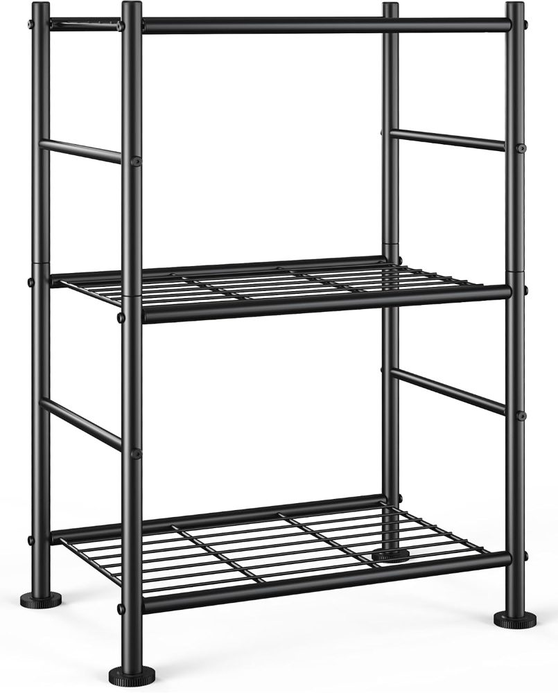 Sakugi 3-Tier Metal Storage Shelves Adjustable Feet, 18"x12"x30" — view 2