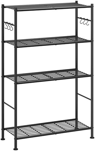 Sakugi 4-Tier Storage Shelves with 6 Hooks, 33.2" x 12.7" x 57.3"