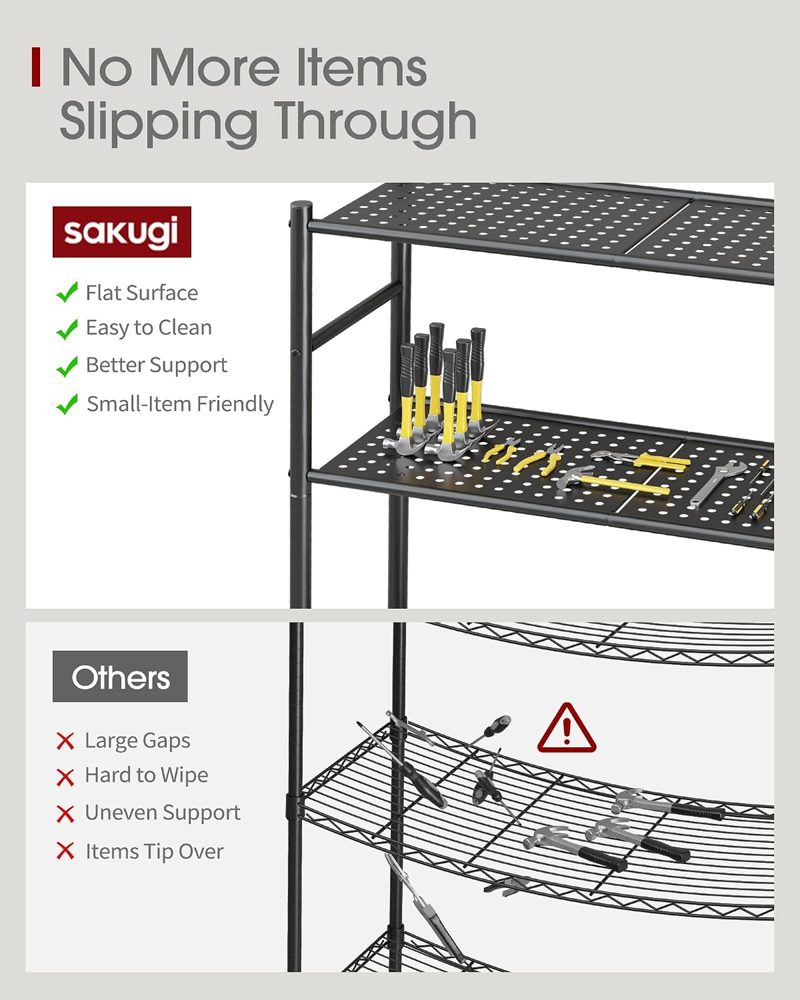 Sakugi 5-Tier Anti-Tip Garage Shelving Unit, 30.7" x 10.6" x 58", Black — view 5