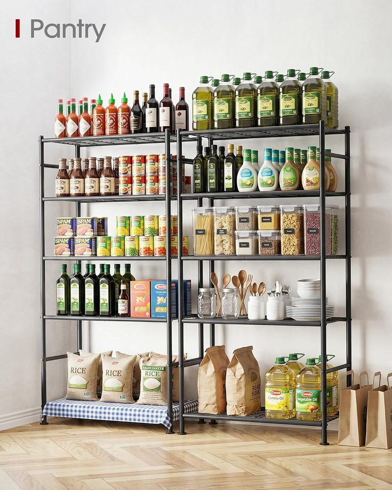 Sakugi 5-Tier Heavy-Duty Storage Shelves, 33" x 12.6" x 72", Black — view 3