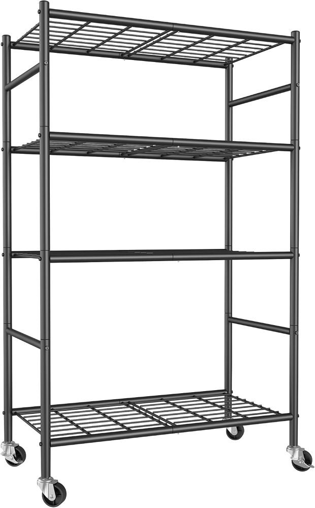 Sakugi 5-Tier Storage Shelves 18.1x12.6x58.7 Black with Wheels — view 5