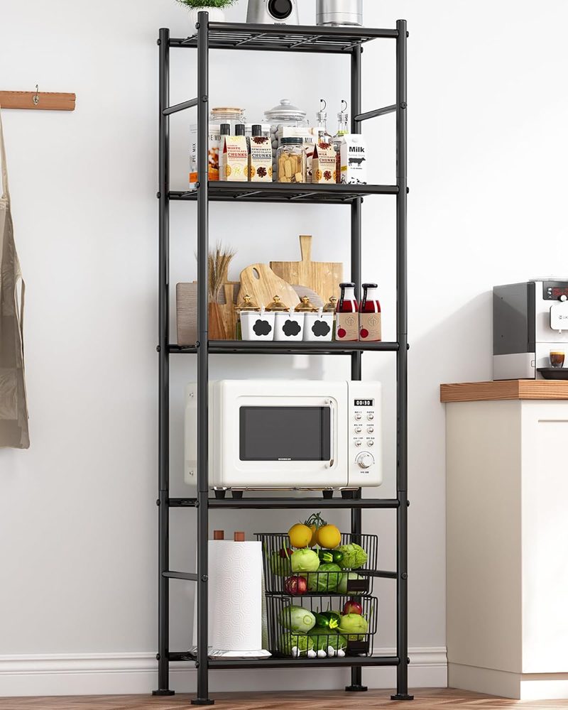 Sakugi 6-Tier Heavy-Duty Storage Shelves, 46.3" x 12.6" x 76.1", Black — view 5