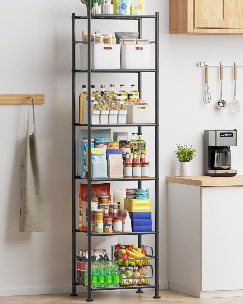 Sakugi 6-Tier Metal Storage Shelves Adjustable Feet, 18"x12"x70" — view 2