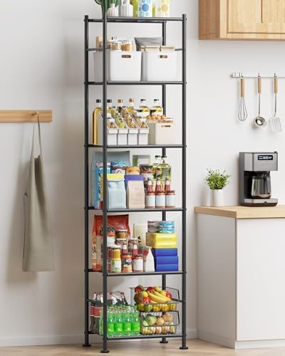 Sakugi 6-Tier Metal Storage Shelves Adjustable Feet, 18"x12"x70"