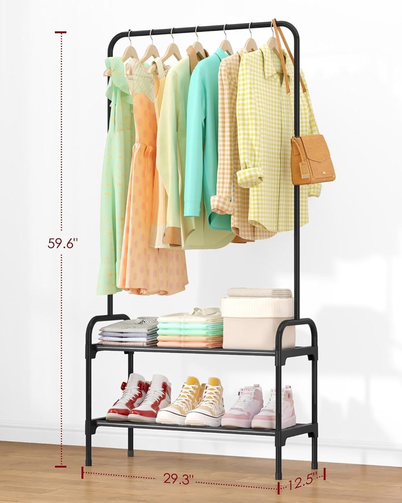 Sakugi Clothes Rack 2-Tier Shoe Organizer, 29.3x12.5x59.6 — view 3