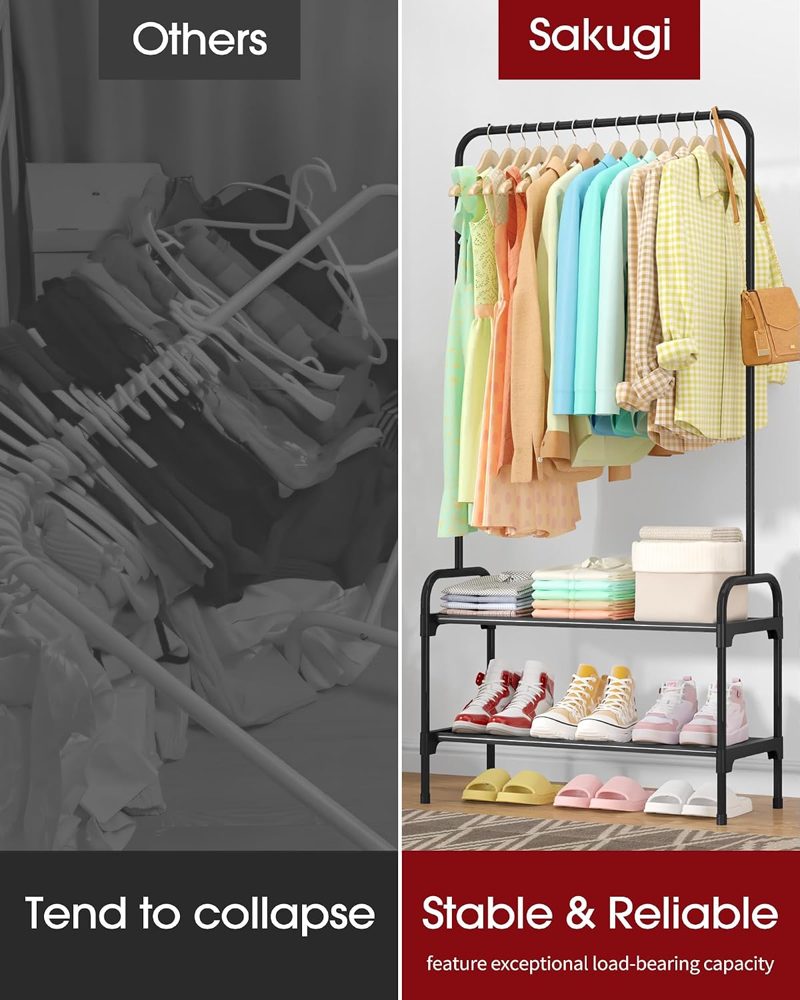 Sakugi Clothes Rack 2-Tier Shoe Organizer, 29.3x12.5x59.6 — view 5