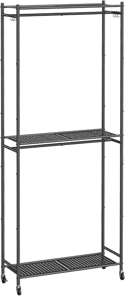 Sakugi Clothes Rack with Pegboard Shelves, 30" x 12" x 79" — view 2