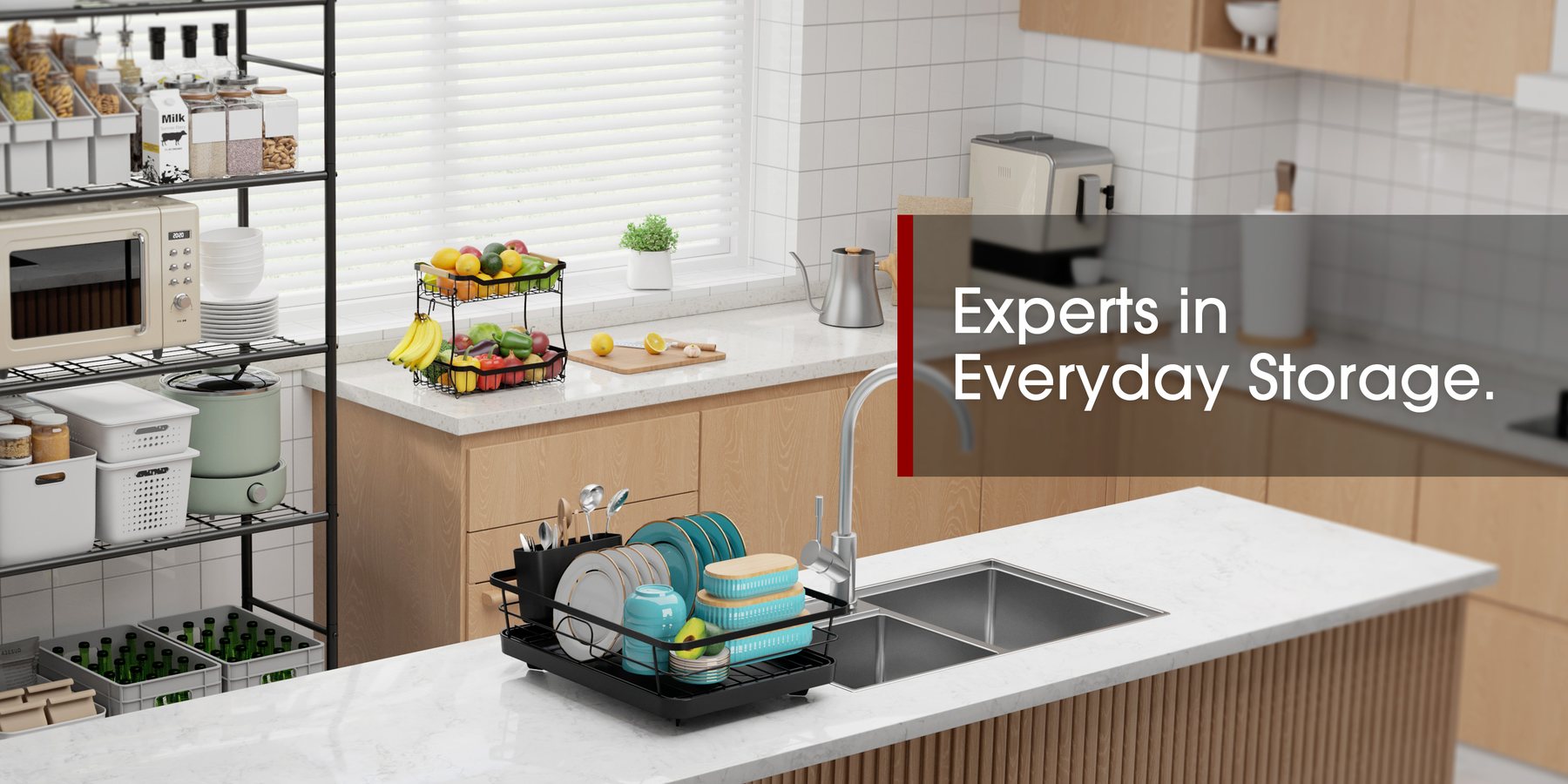 Sakugi kitchen storage shelves and dish drying rack — experts in everyday storage