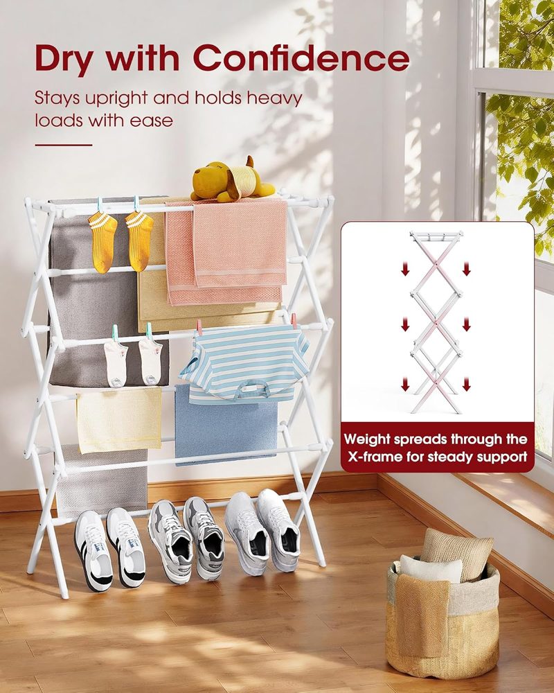 Sakugi Foldable 3-Tier Clothes Drying Rack, 37.4" High — view 4