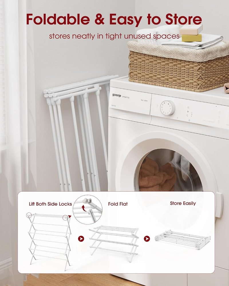 Sakugi Foldable 3-Tier Clothes Drying Rack, 37.4" High — view 5