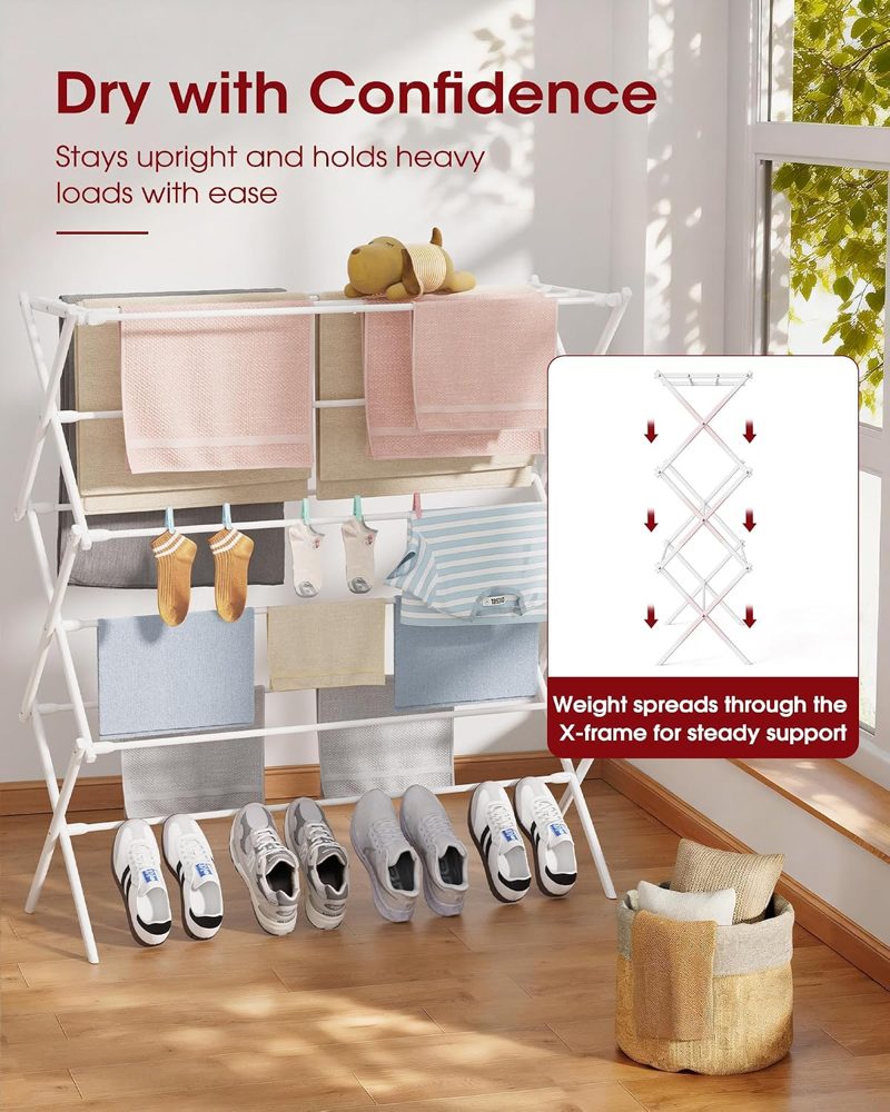 Sakugi Foldable 3-Tier Clothes Drying Rack, 42.1" High — view 3