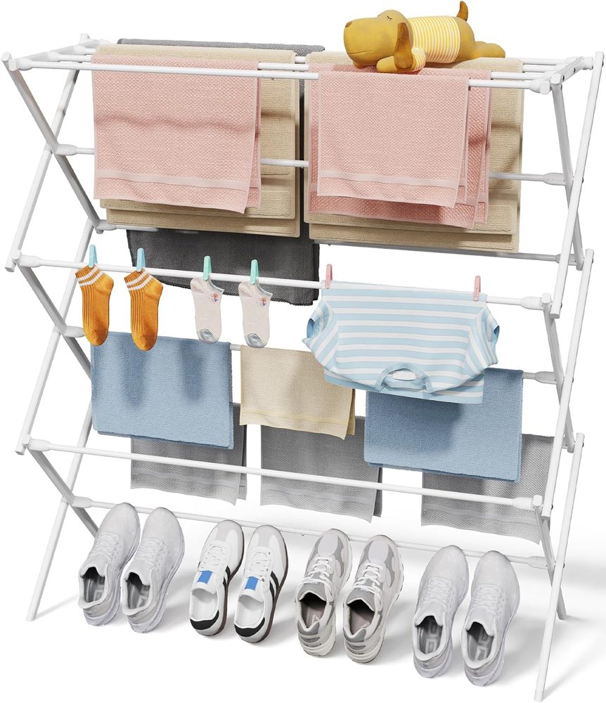 Sakugi Foldable 4-Tier Clothes Drying Rack, 50" High — view 5