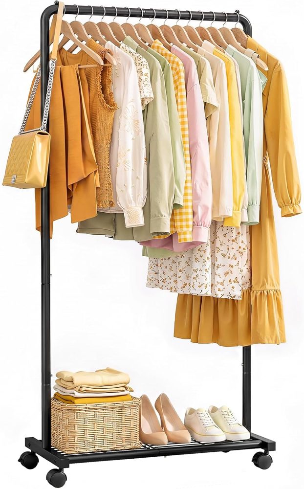 Sakugi Kids Clothes Rack with Bottom Shelf, 28" x 16.9" x 46", White — view 5