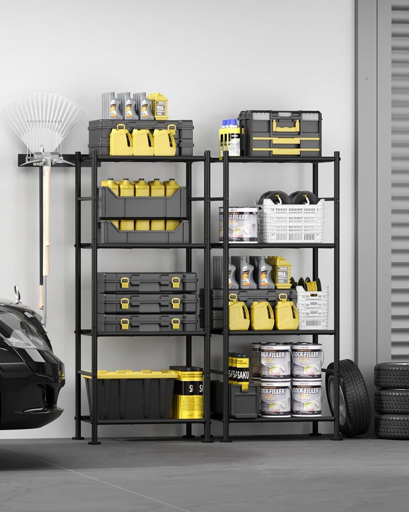 Sakugi Slim 4-Tier Wire Shelves, 2-Pack, 18.2" x 12.3" x 43.7", Black — view 3
