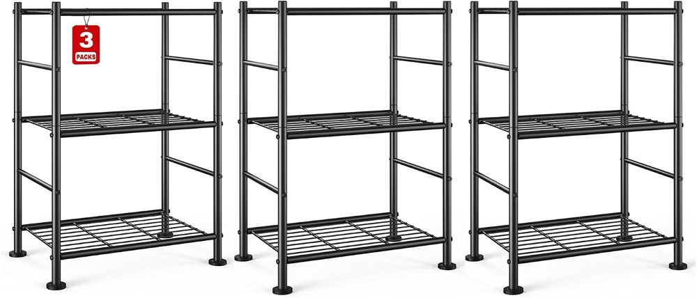 Sakugi Slim 4-Tier Wire Shelves, 2-Pack, 18.2" x 12.3" x 43.7", Black — view 5